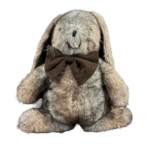 Vintage Ms. Noah Bunny Rabbit Hare Plush Brown Gray Rare Floppy Ears Nostalgia - Picture 9 of 9